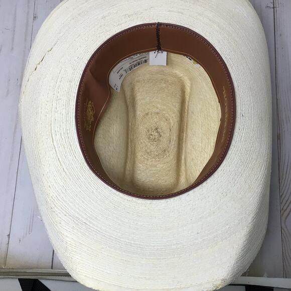 Stetson Mens Square Eyelets Palm Cowboy Hat Size 7 5/8 Western Hat Wide Brim - Picture 8 of 10